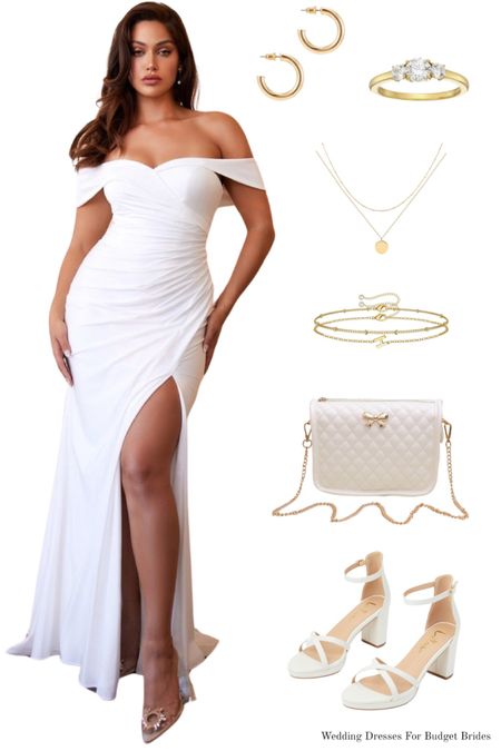 Affordable rehearsal dinner look for the bride to be.

White outfit. Bride to be accessories. Formal gowns. Formal wear. White chunky heels. Fall wedding. White maxi dress. Wedding dresses. Bridal accessories. Wedding outfit ideas. Rehearsal dinner dress. Bridal gowns. Satin dress. 

#LTKSeasonal #LTKstyletip #LTKwedding