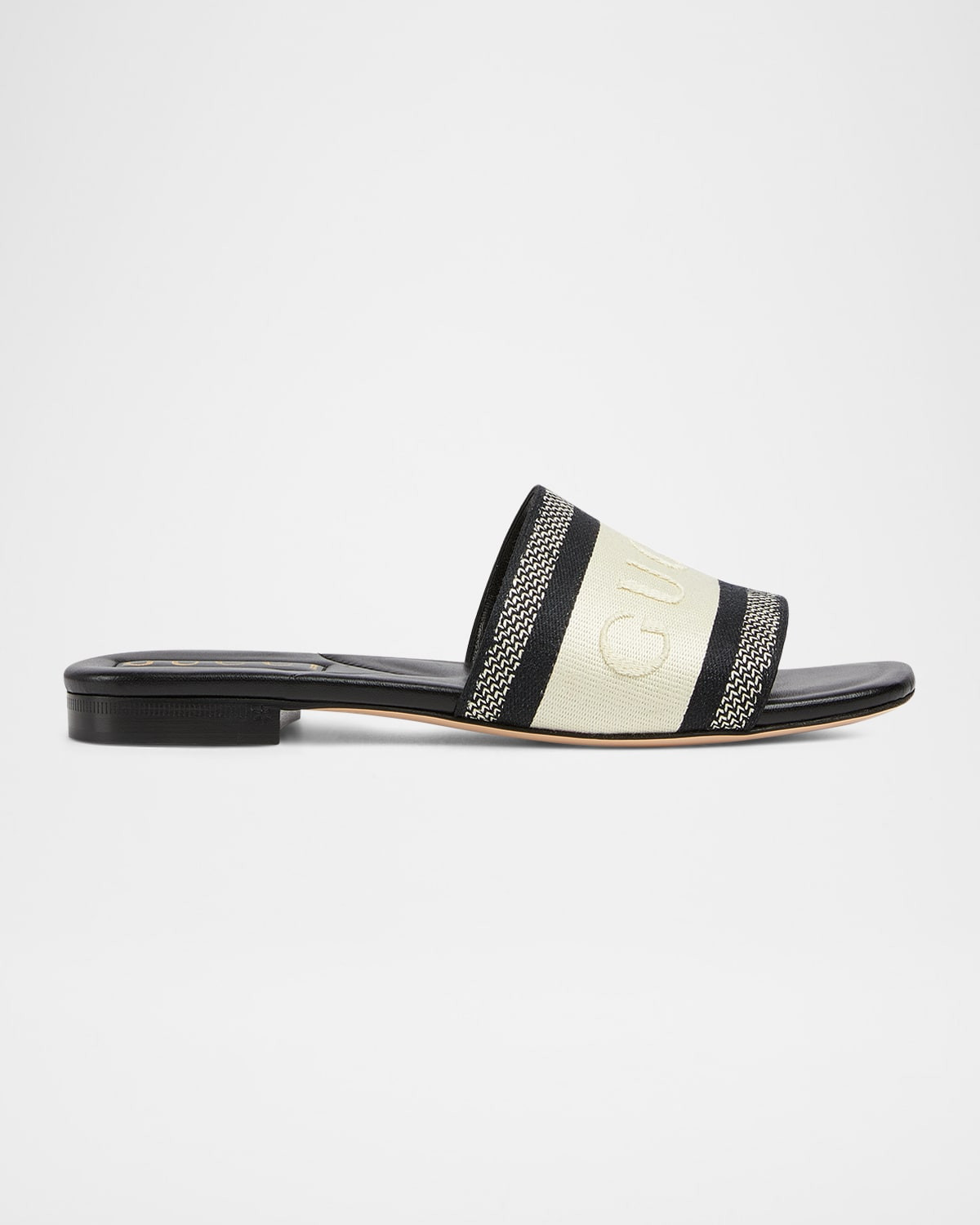 Jane Embroidered Cotton Flat Slide Sandals | Neiman Marcus