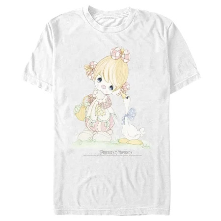 Men s Precious Moments Picnic Girl and a Goose Graphic Tee White Medium | Walmart (US)