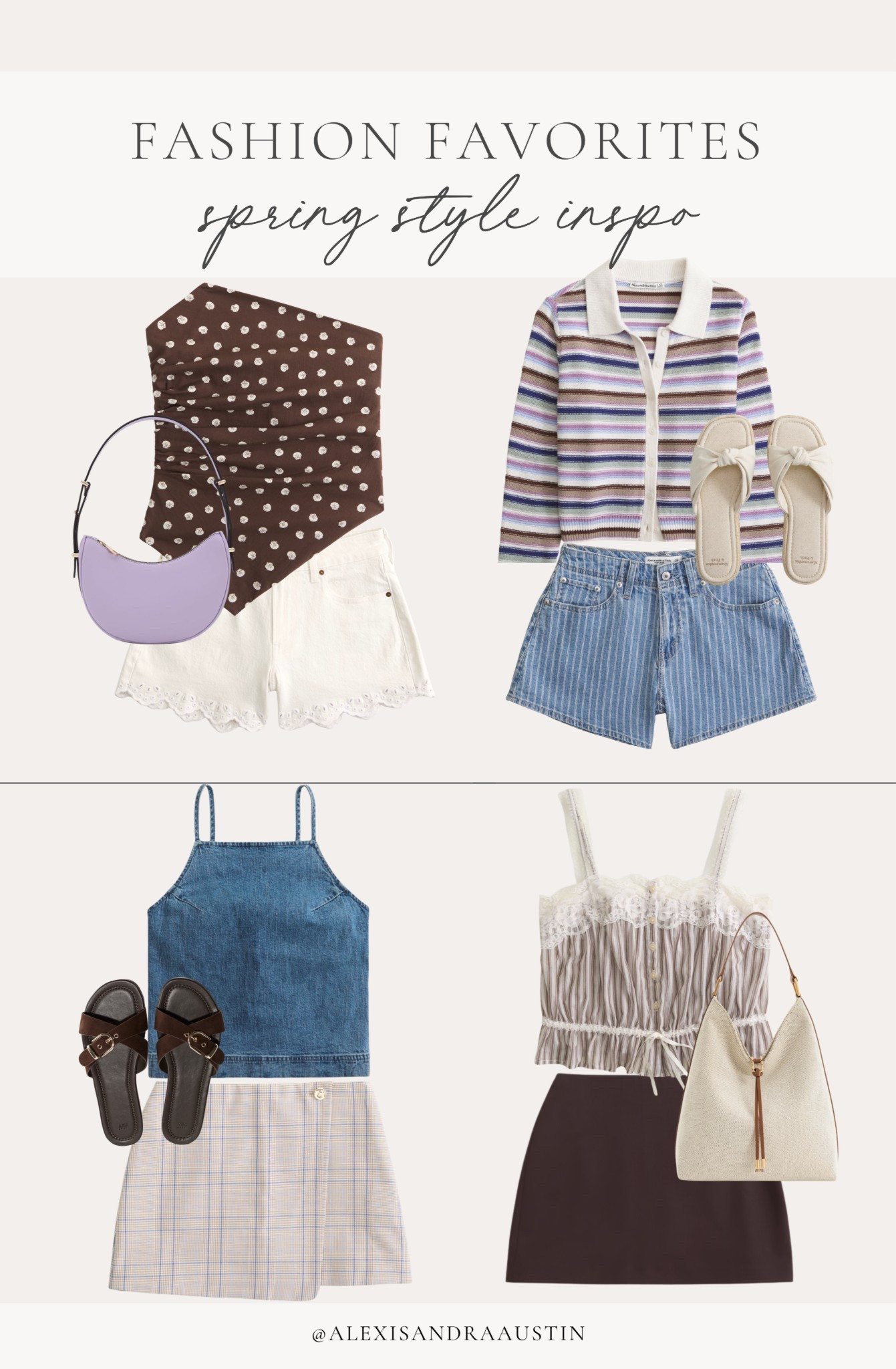 Rounding up some of my favorite spring fashion inspo! Loving these staple finds mixed with fun spring colors and patterns. 

Spring style, fashion favorites, trending spring outfit, denim details, light and airy, timeless spring outfit, women’s spring sandals, denim shorts, spring top, striped sweater, purse accessories, Abercrombie and Fitch, Target style, shop the look!

#LTKSeasonal #LTKootd #LTKgrwm