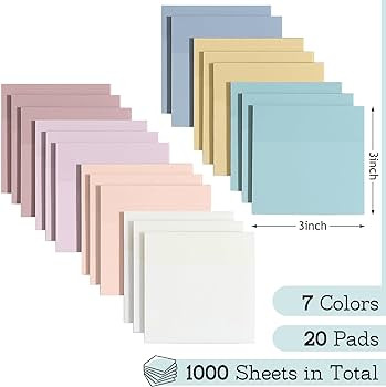 [1000 Sheets] Transparent Sticky Notes, 3x3 inch Pastel Color Clear Sticky Notes, Self-Adhesive W... | Amazon (US)