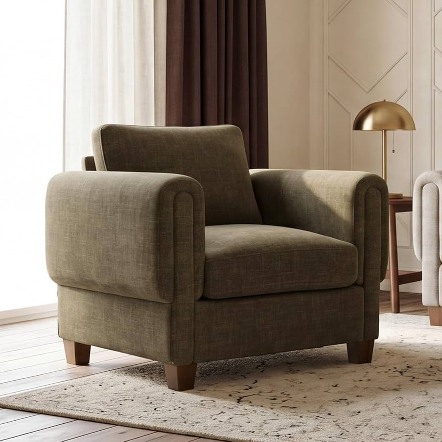 CIMOTA Modern Accent Chair, Upholstered Armchair Chenille Fabric Comfy Single Sofa Chair with Sol... | Amazon (US)