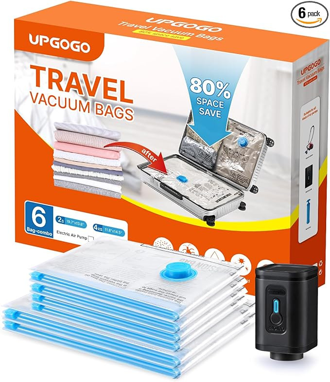 Travel Vacuum Bags with Prtable Electric Pump (Combo 6 Pack),Vacuum Seal Bags for Clothing,Space ... | Amazon (US)