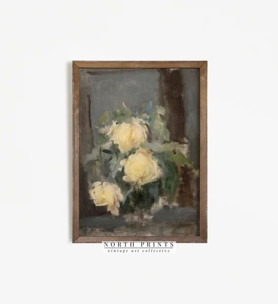 Roses Art Print | Vintage Painting Flower Still Life Wall Art Digital PRINTABLE | 731 | Etsy (US)