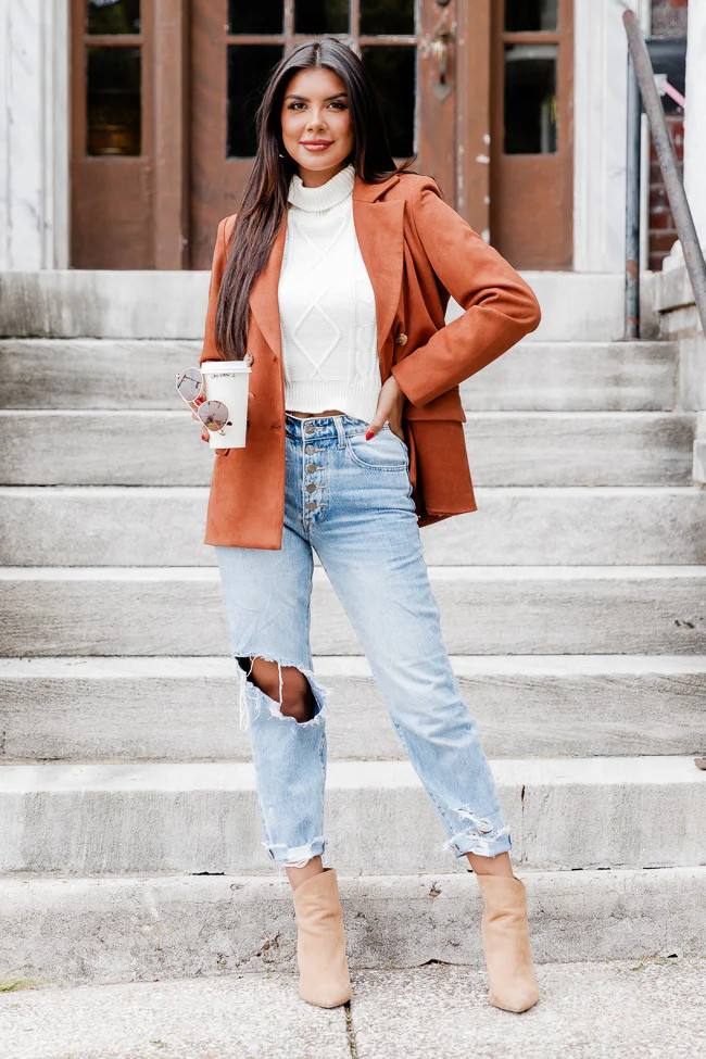 Change In Pace Camel Suede Blazer | Pink Lily