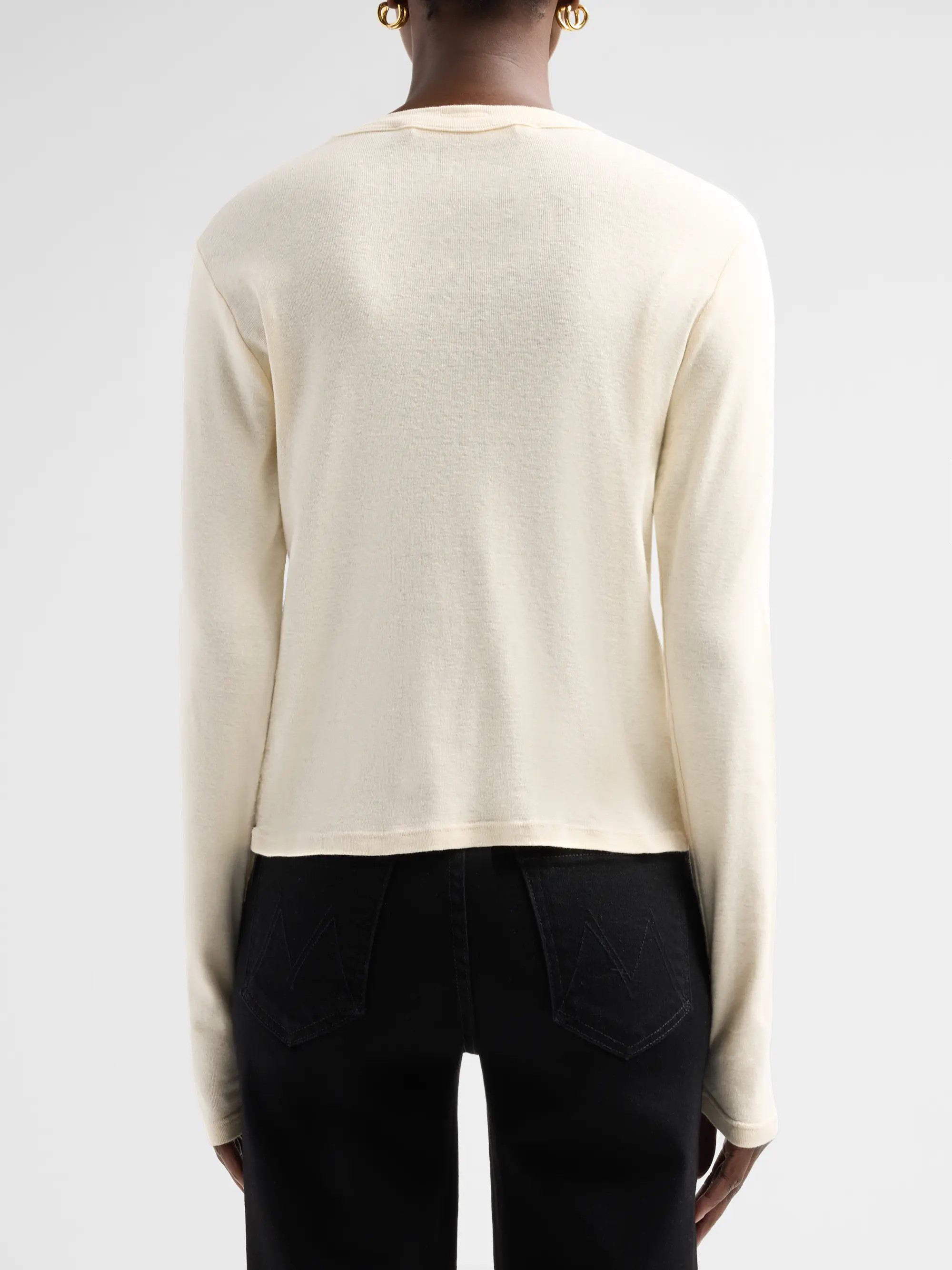 MOTHER The Itty Bitty Long-Sleeve Crop T-Shirt | Saks Fifth Avenue | Saks Fifth Avenue