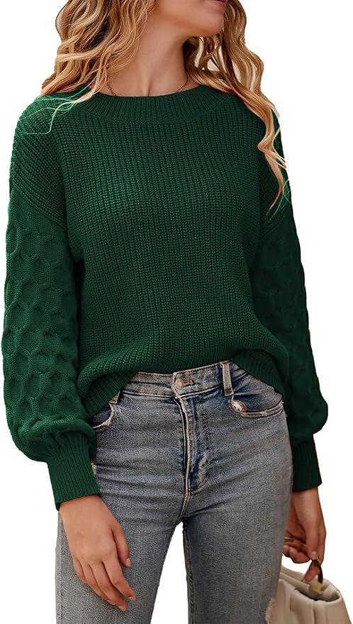 PRETTYGARDEN Women's Pullover Sweater Casual Long Sleeve Crewneck Loose Chunky Knit Jumper Tops | Amazon (US)