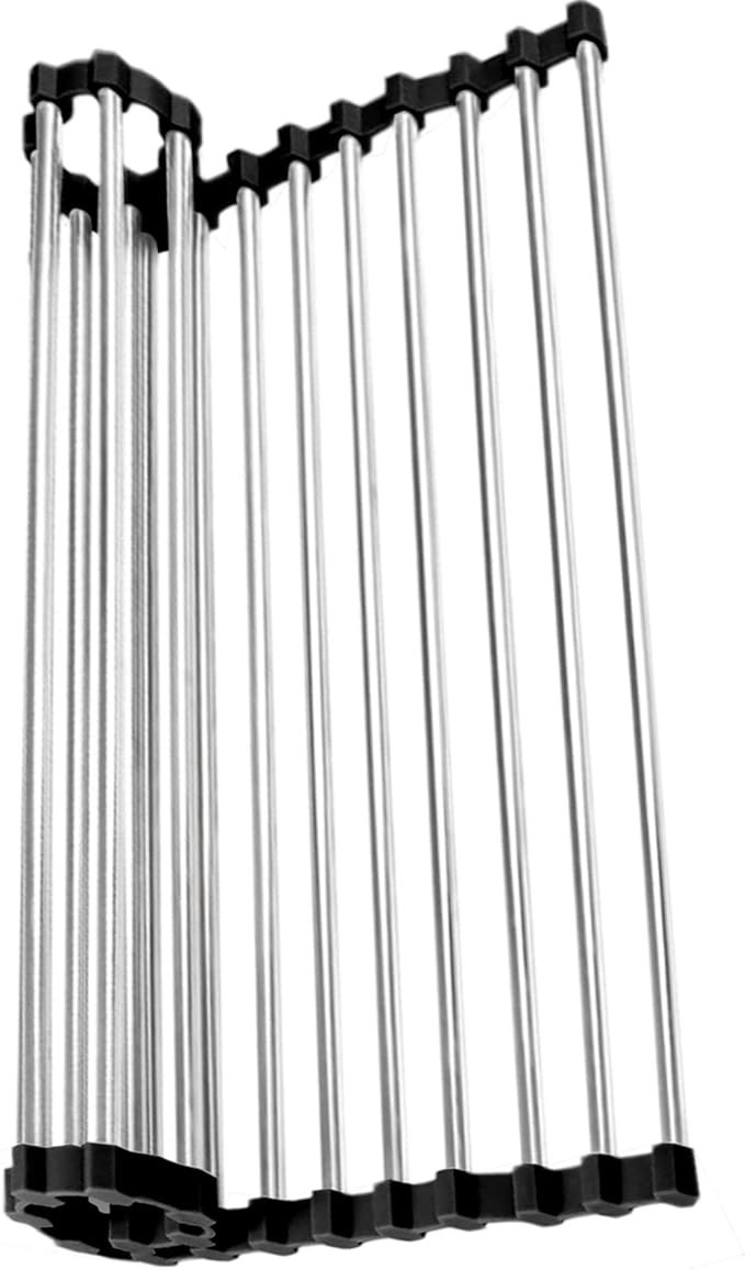 Over The Sink Dish Drying Rack Roll Up Dish Drying Rack for Kitchen Counter,Rolling Stainless Ste... | Amazon (US)