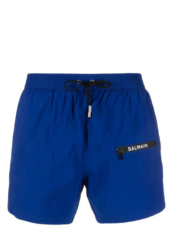 Balmain Logo-Print Swim Shorts — Royal Blue | Italist Inc.