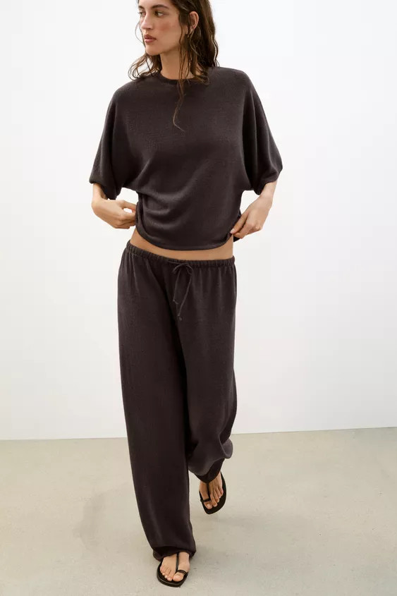 RUSTIC WIDE-LEG TROUSERS | Zara UK