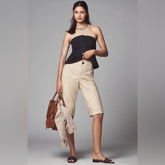 NWT Anthropologies Maeve Colette Linen Blend Longline Shorts-Antique Pearl | Poshmark