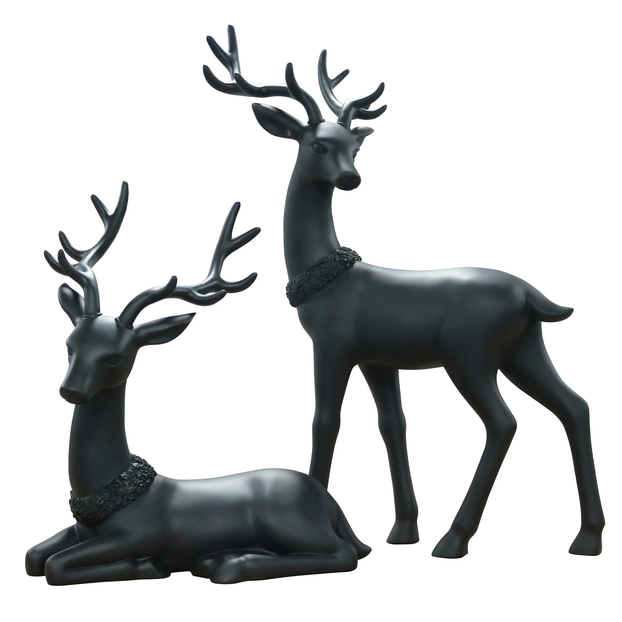 Blow Mold Deer Outdoor Christmas Decoration, Black, Set of 2, by Holiday Time | Walmart (US)