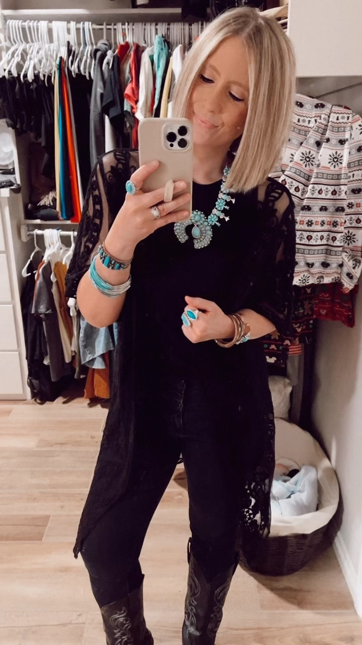Black, brown and turquoise western outfit 