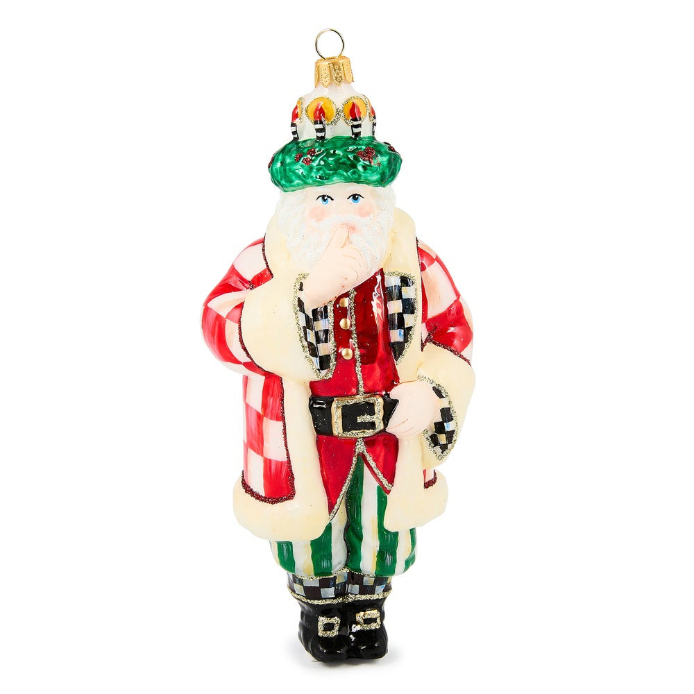Check It Out Santa Lucia Glass Ornament | MacKenzie-Childs