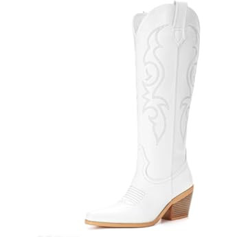 DREAM PAIRS Cowboy Boots For Women, Comfortable Pull On Zipper Chunky Heel Pointed Toe Embroidered W | Amazon (US)