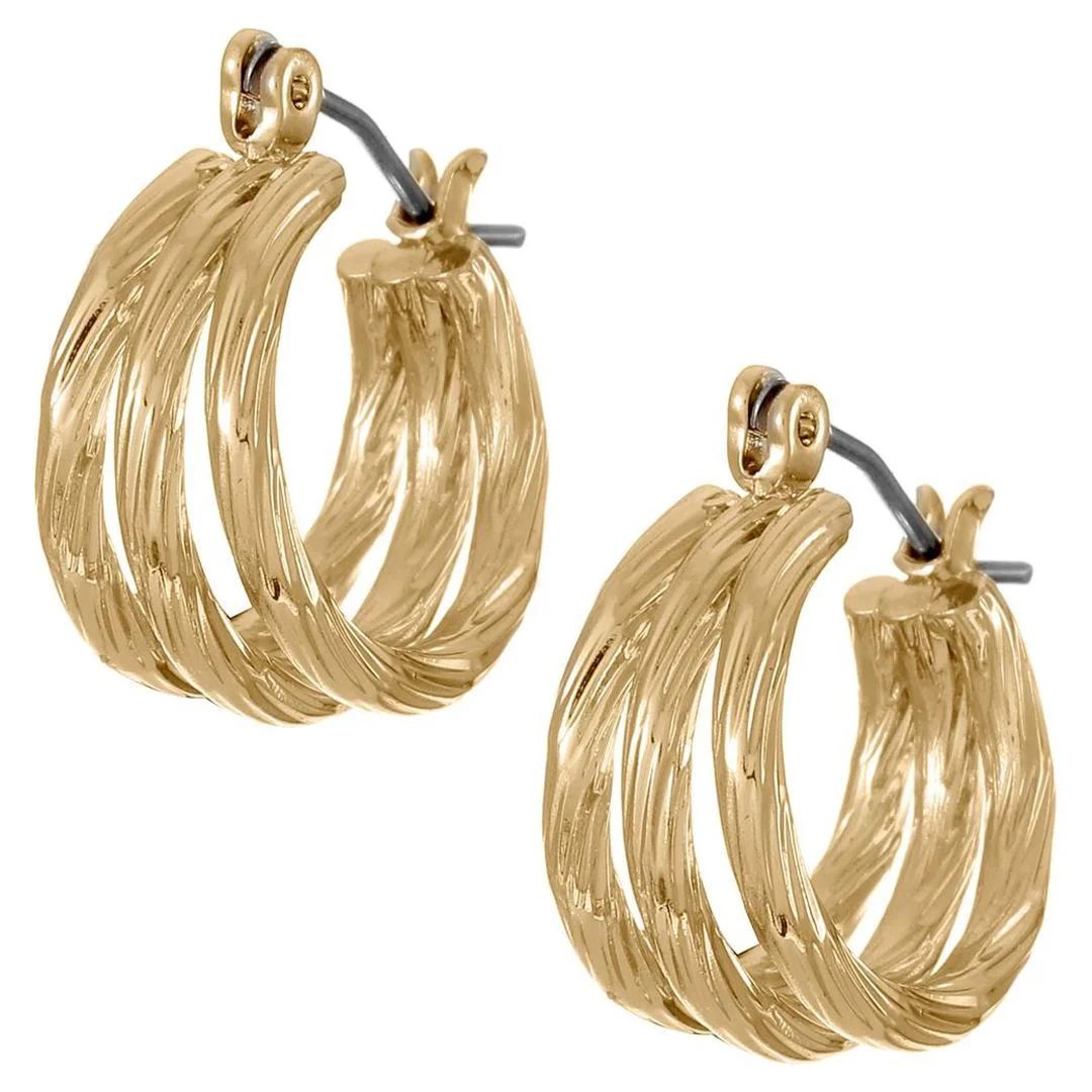 Time and Tru Small Triple Layer Gold Hoop for Women, Twisted Gold | Walmart (US)