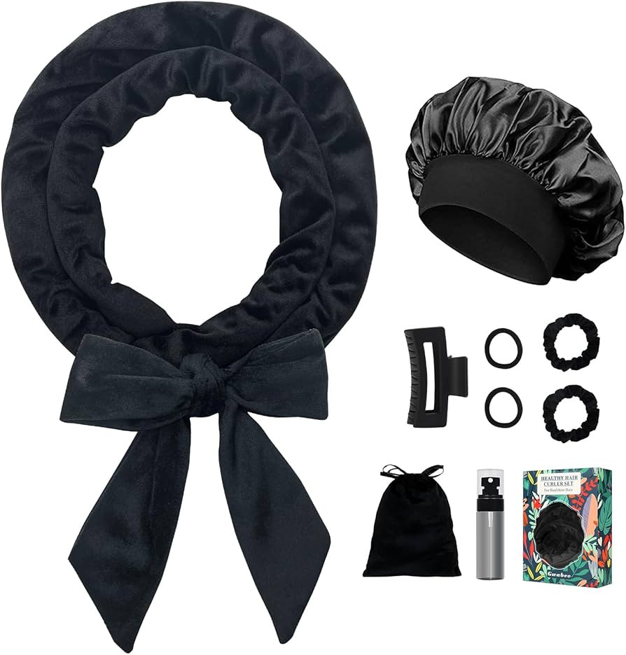 No Heat Hair Curlers Overnight Curls Headband - 70" Soft Ribbon Curl Wrap for Long Hair, 9 PCS Cu... | Amazon (US)