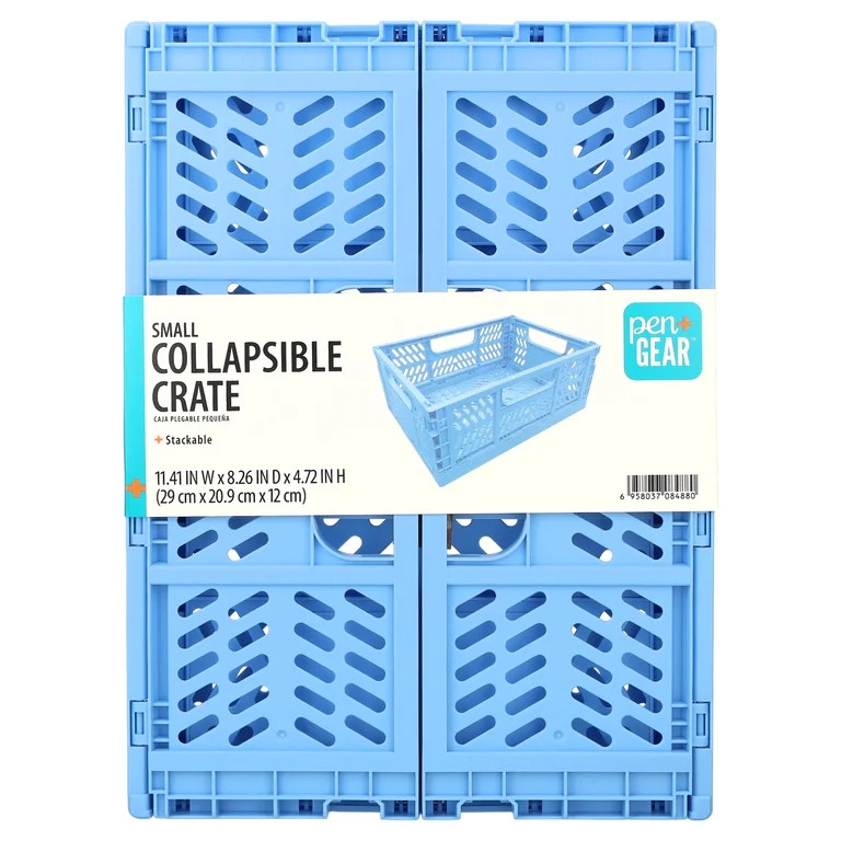 Pen+Gear Small Plastic Collapsible Crate, Blue, 11.41" x 8.26" x 4.72" | Walmart (US)