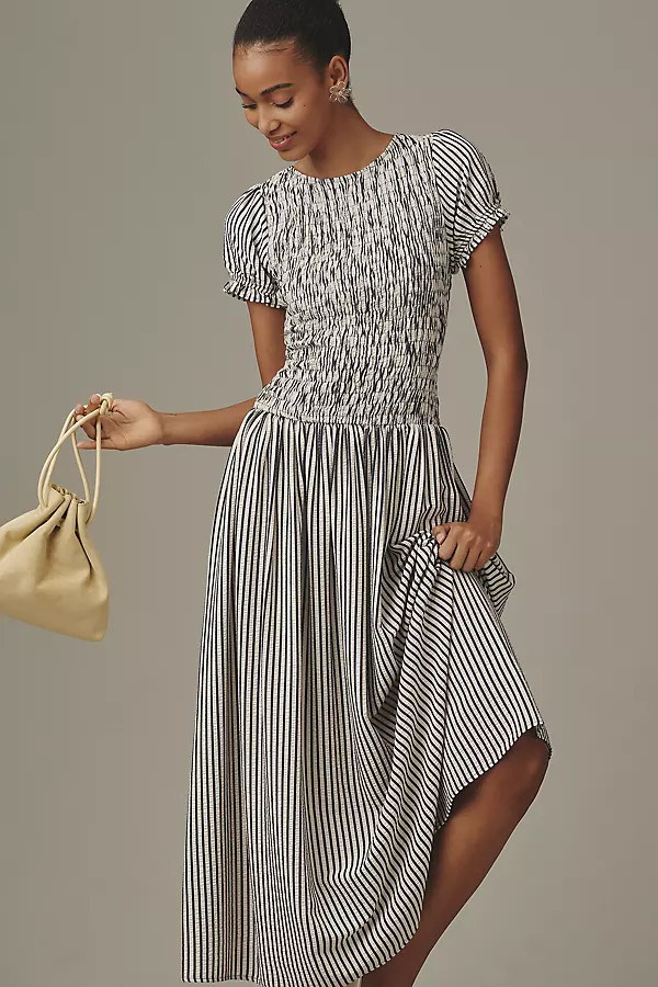 Smocked Short Sleeve Maxi Dress | Anthropologie (US)