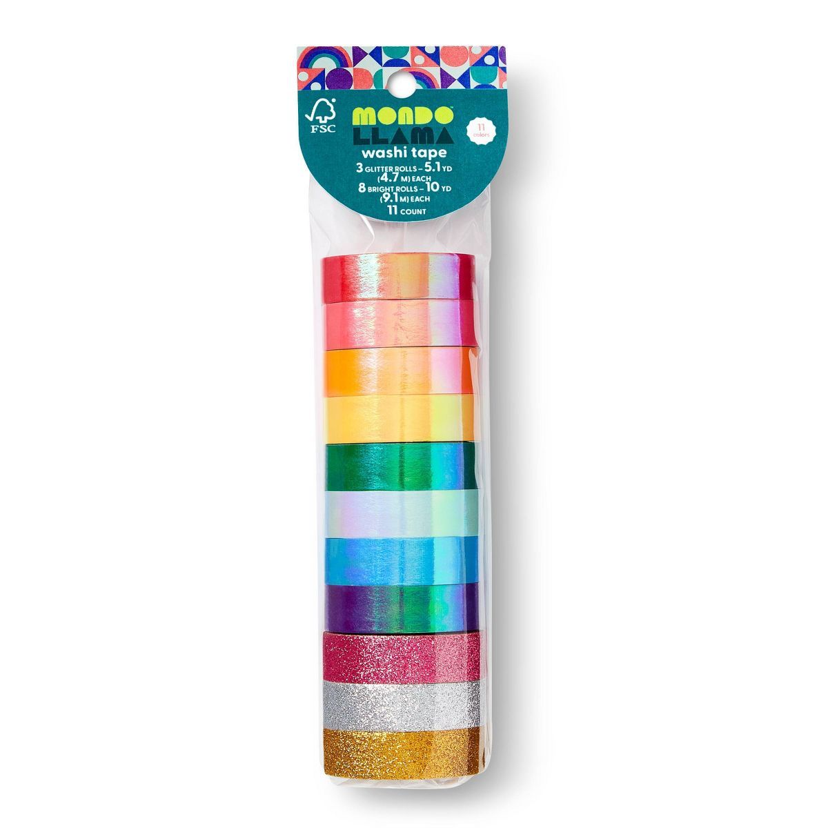 11pk Bright Glitter Washi Tape - Mondo Llama™ | Target
