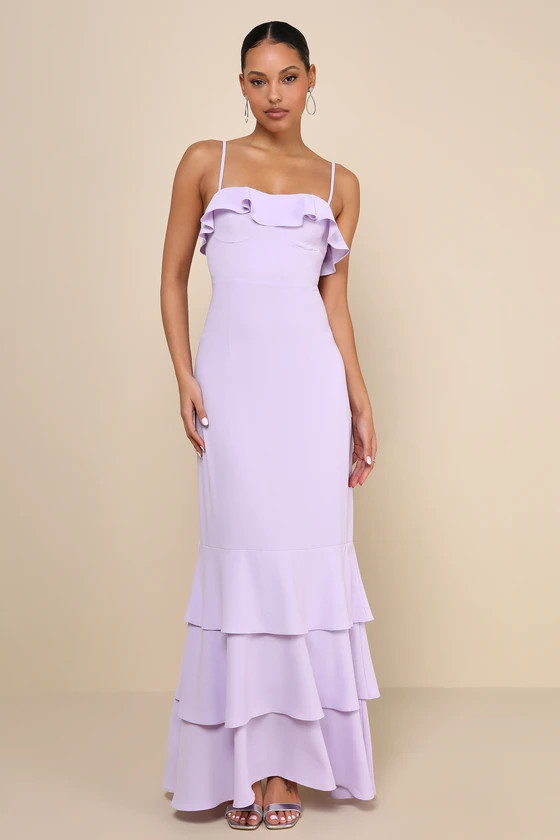 Lively Evenings Lavender Sleeveless Tiered Maxi Dress | Lulus