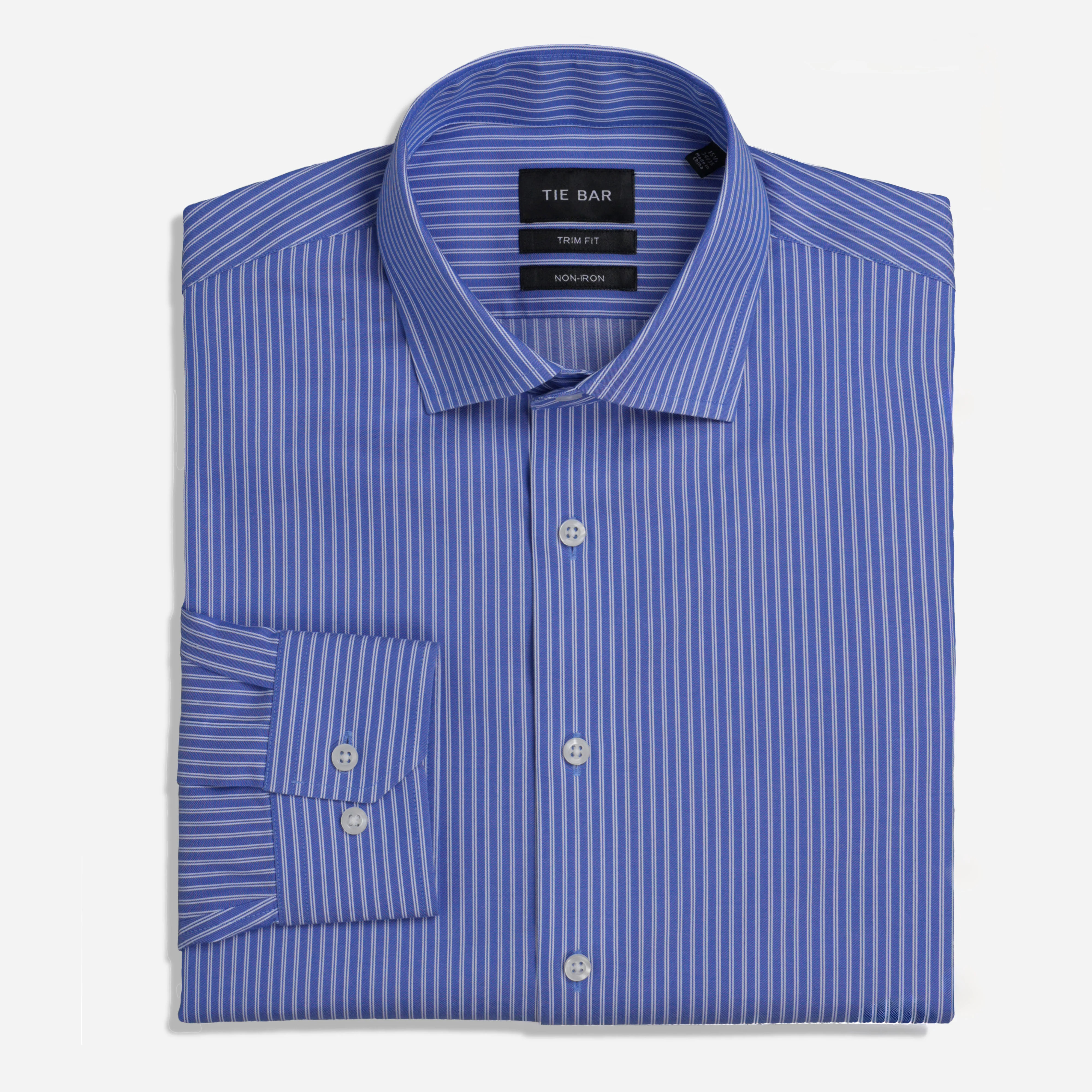 Textured Double Stripe Navy Non-iron Dress Shirt | Cotton Shirts | Tie Bar | The Tie Bar
