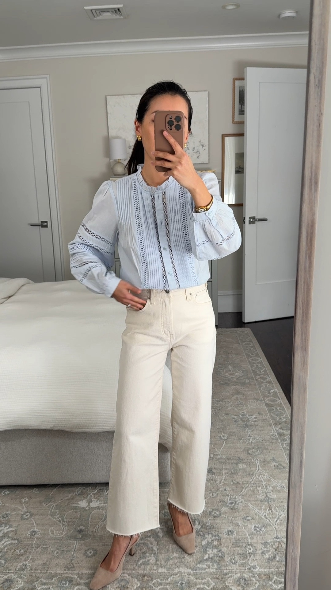  Last day of Madewell sitewide sale 

• cotton Pintuck Top xxs, statement cotton top with lace eyelet detail, has structure but still lightweight, 

• Perfect Vintage Wide-Leg Crop Jean 24 short in Vintage Canvas (has a higher rise than 24 petite) 

Their new short sizing keeps the same rise as regular but just a shorter length

Spring outfits, petite friendly white jeans, transitional outfit, easy mom style

#LTKWorkwear #LTKootd #LTKPetite