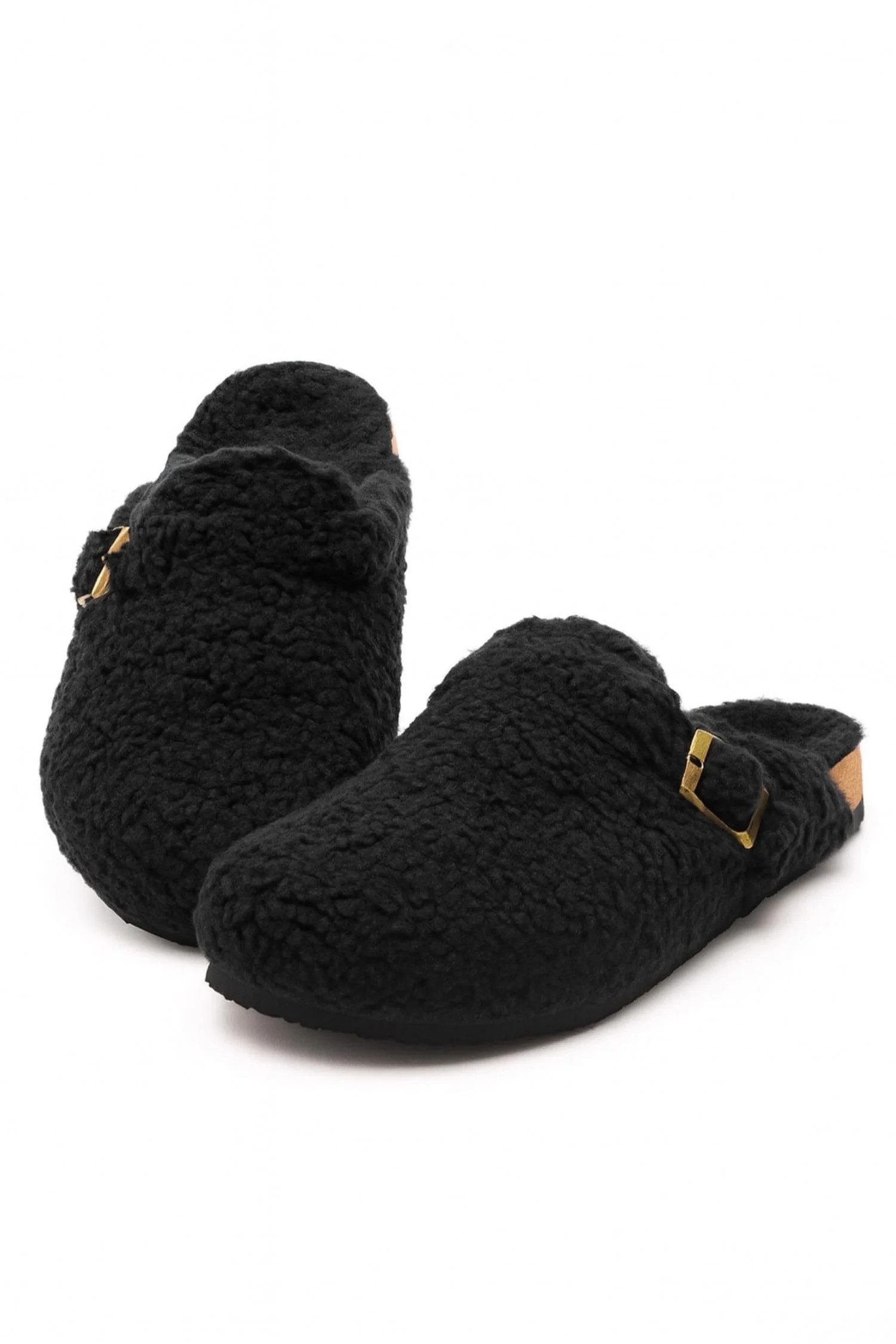 Women's Platform Clogs Sherpa Cover Mules Cork Footbed Winter Potato Shoes | Walmart (US)
