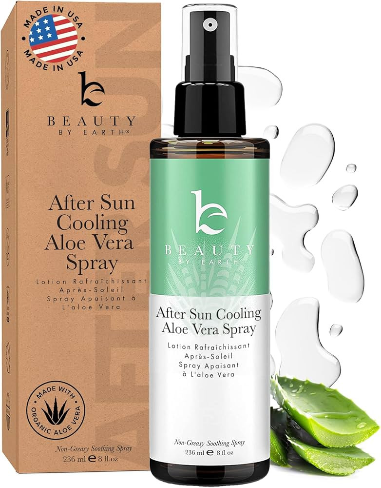 Beauty by Earth After Sun Cooling Aloe Vera Spray - USA Made With Organic Aloe Vera, Fast Absorbi... | Amazon (US)
