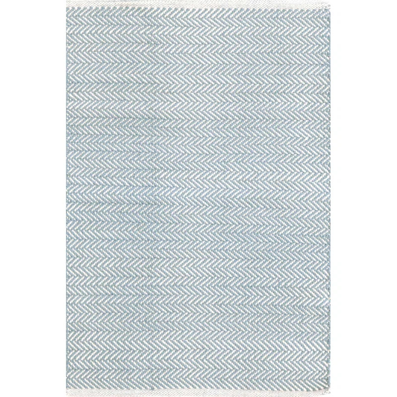 Herringbone Swedish Blue Handwoven Cotton Rug | Wayfair North America