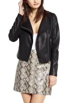 Record Breaker Collarless Faux Leather Moto Jacket | Nordstrom