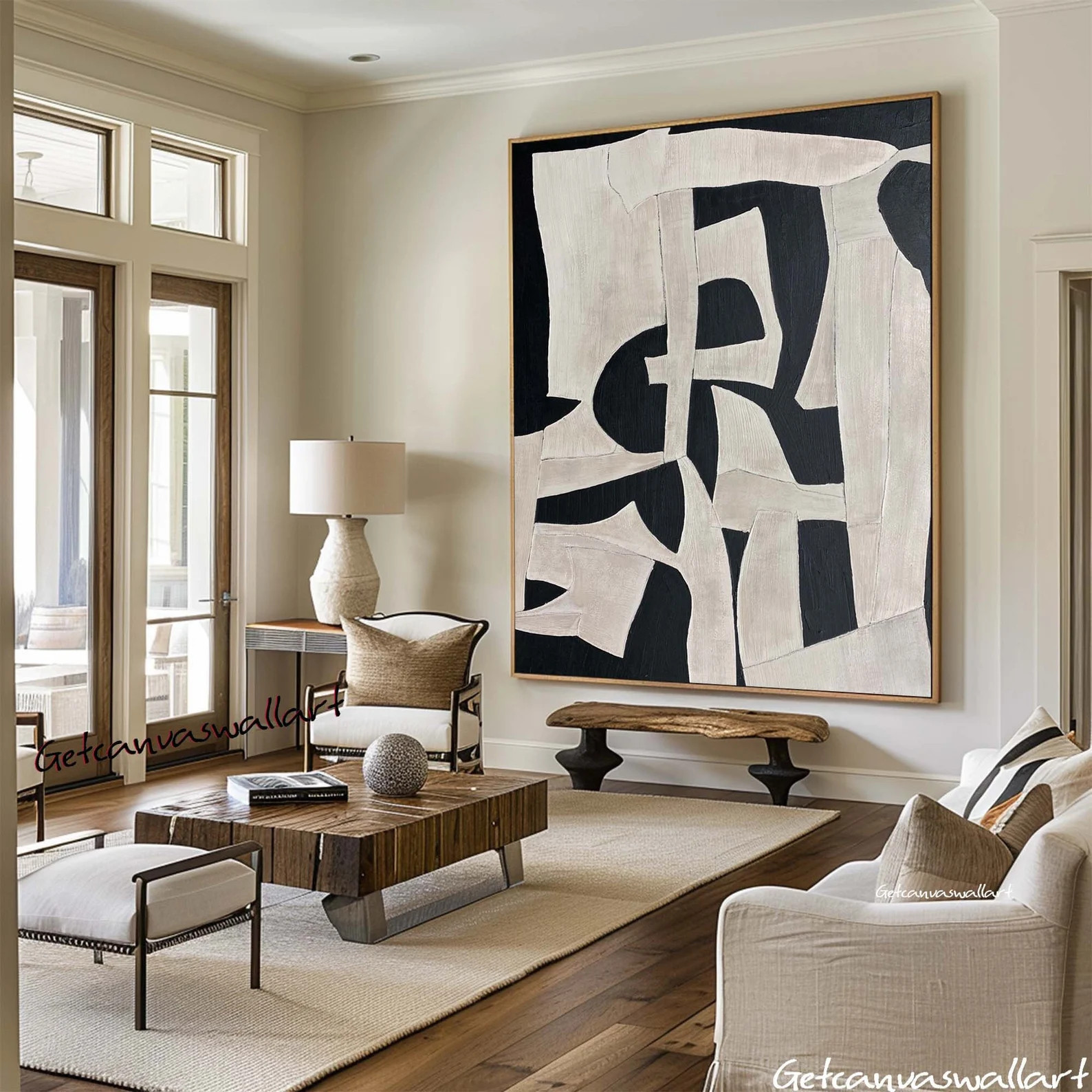 Beige Black Texture Painting on Canvas Wabi Sabi Wall Art Beige Minimalist Wall Art for Livingroo... | Etsy (US)