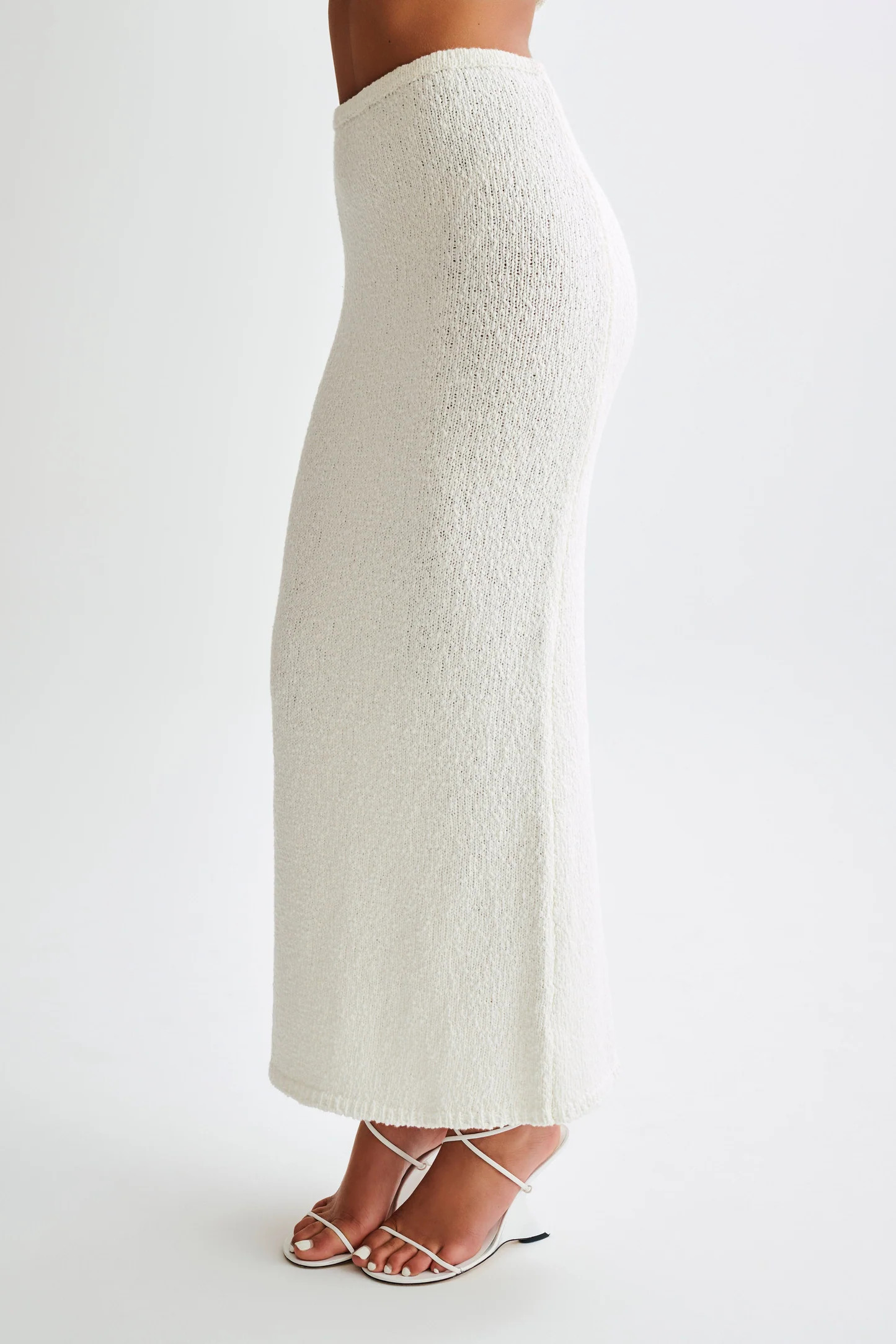 Moira Boucle Maxi Skirt - White | MESHKI US