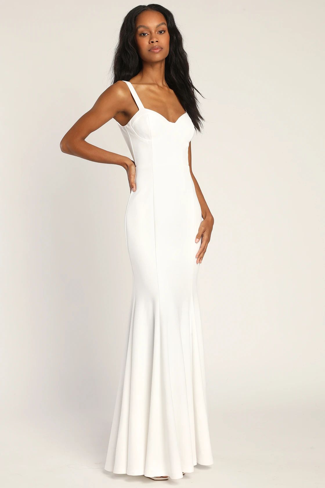 Happy Romantic White Bustier Mermaid Maxi Dress | Lulus (US)