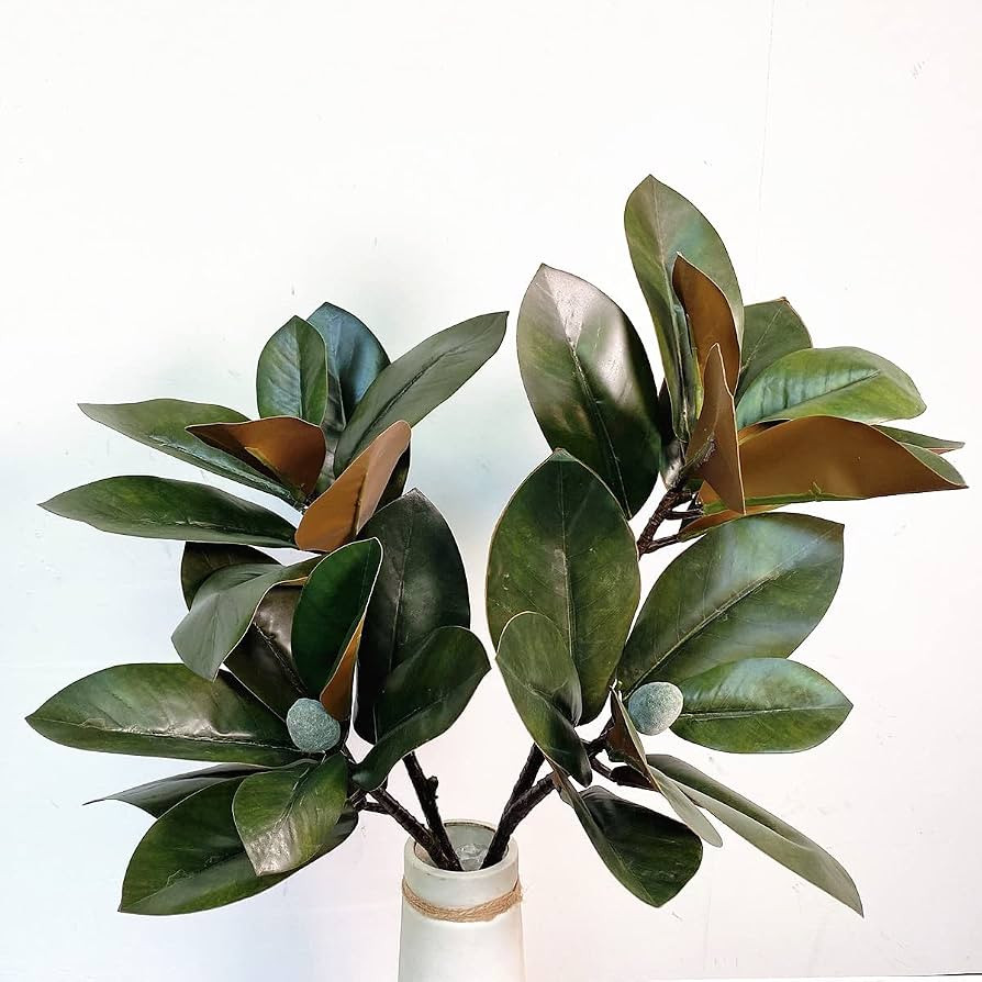 32 Inch Magnolia Artificial Leaves Branches 3D Plastic Printing Houseplant Plant Indoor Outdoor H... | Amazon (US)