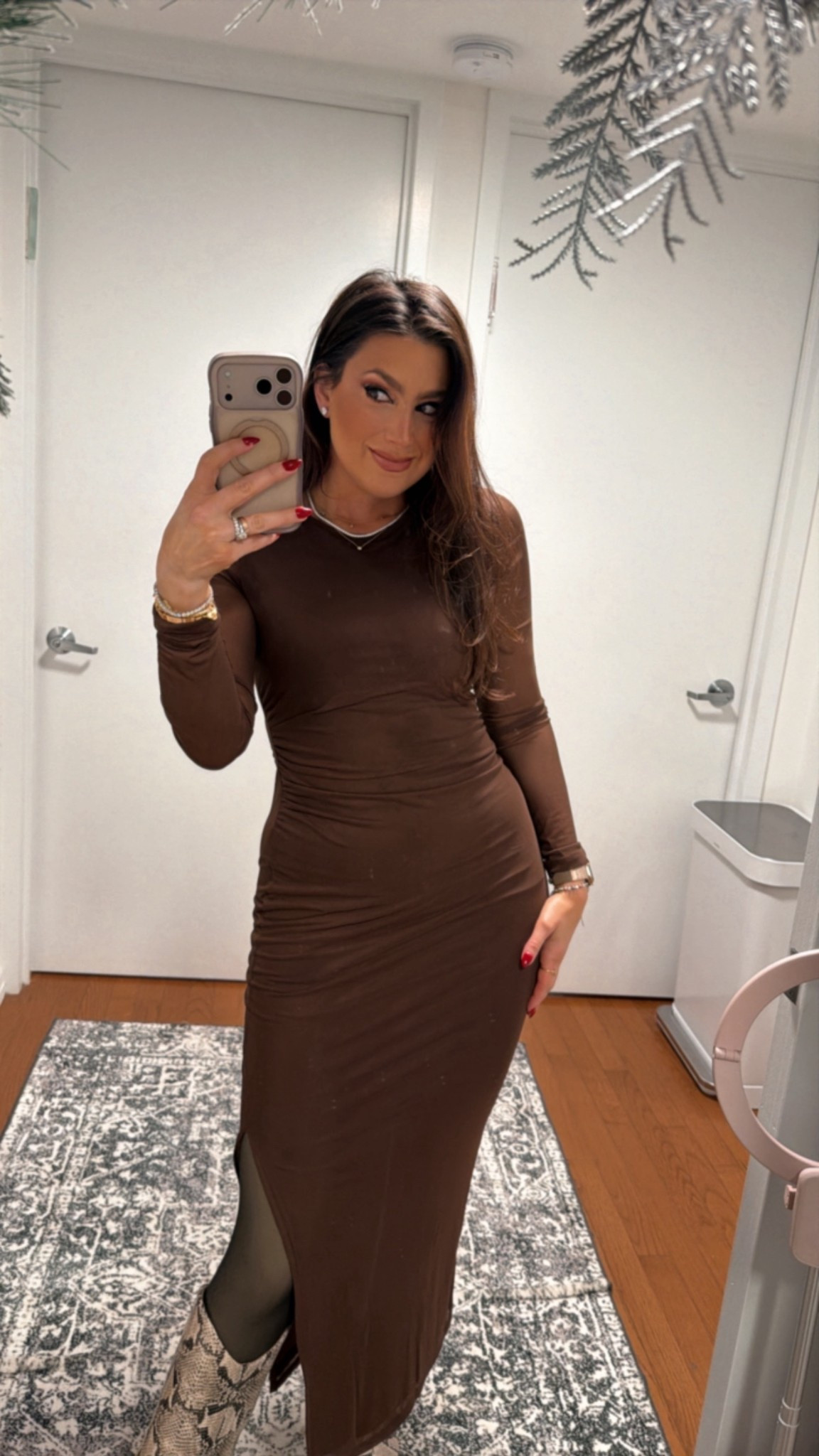 Exciting day and loving this comfy chocolate brown maxi dress with sheer sleeves. Perfect casual to dressy 

#LTKHoliday #LTKdayinmylife #LTKFindsUnder100