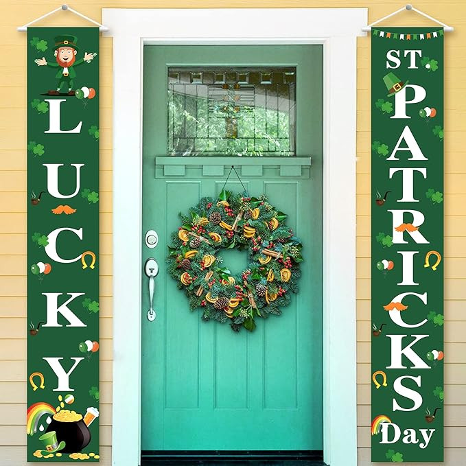 Huge, Lucky St Patricks Day Banner, 2 Pieces - 72x12 Inch | Happy St Patricks Day Banner, St Patr... | Amazon (US)