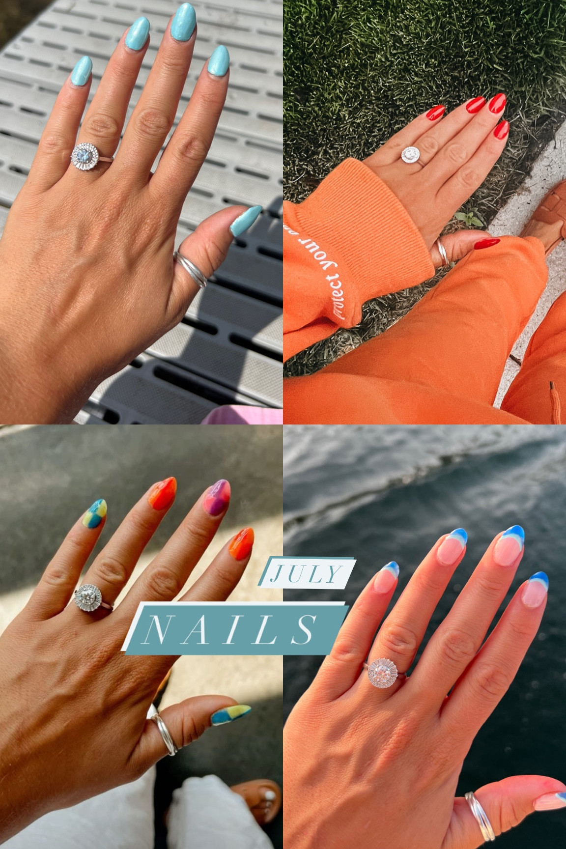 July nails! 🩵🧡💚

#LTKbeauty
