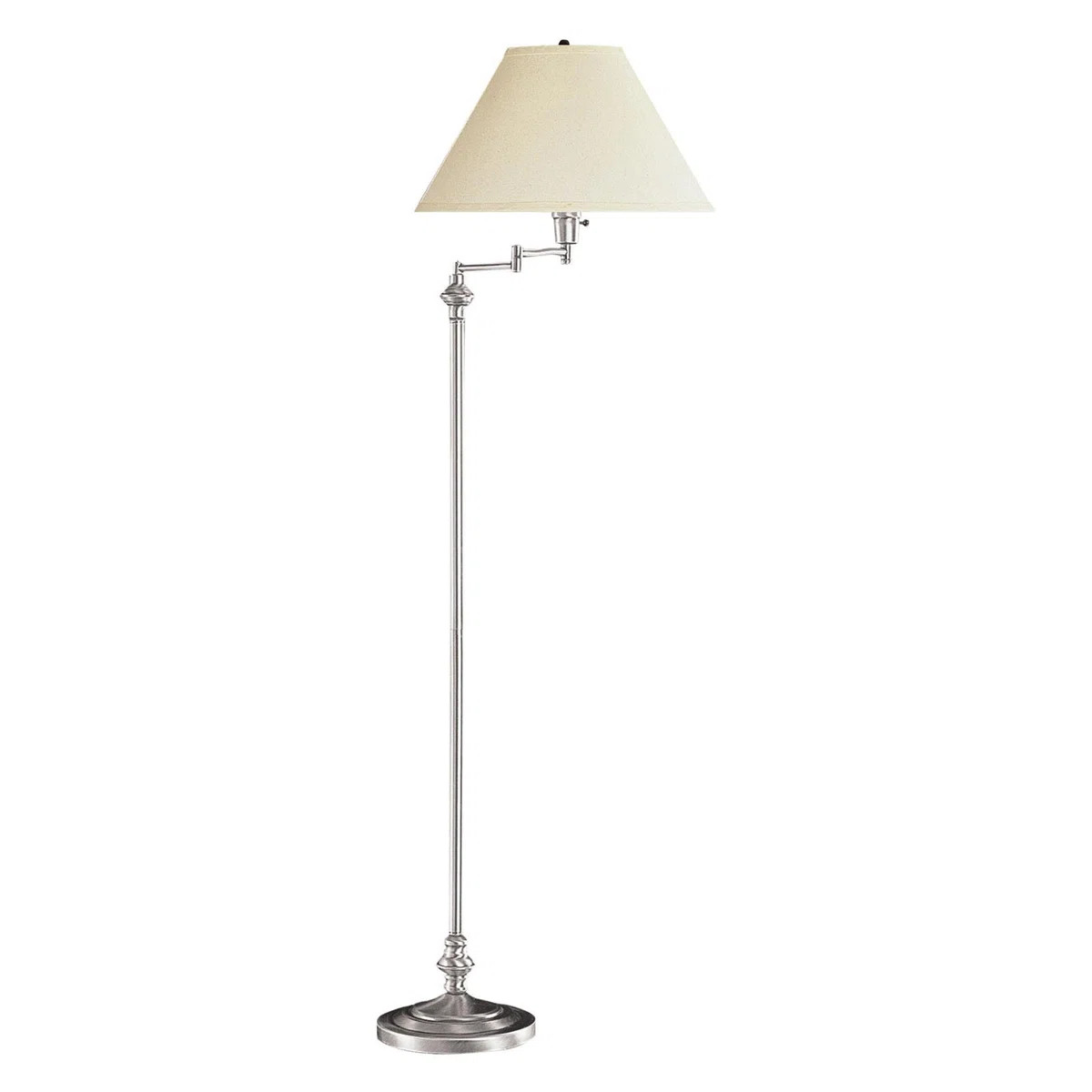 59" Nickel Swing Arm Floor Lamp With Beige Fabric Empire Shade | Wayfair North America
