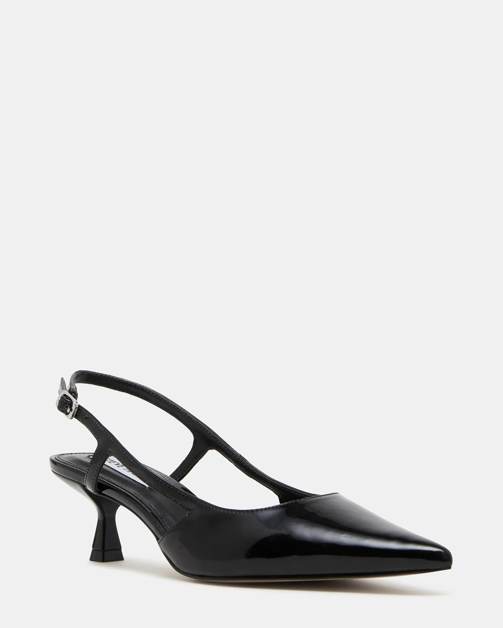 LEGACI Black Patent Slingback Kitten Heel Pumps | Women's Designer Heels | Steve Madden (Canada)