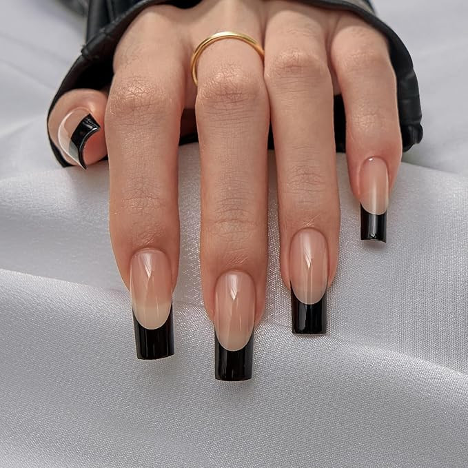 btartboxnails XCOATTIPS Black French Tip Nails, 300pcs Halloween Black French Tip Press on Nails,... | Amazon (US)