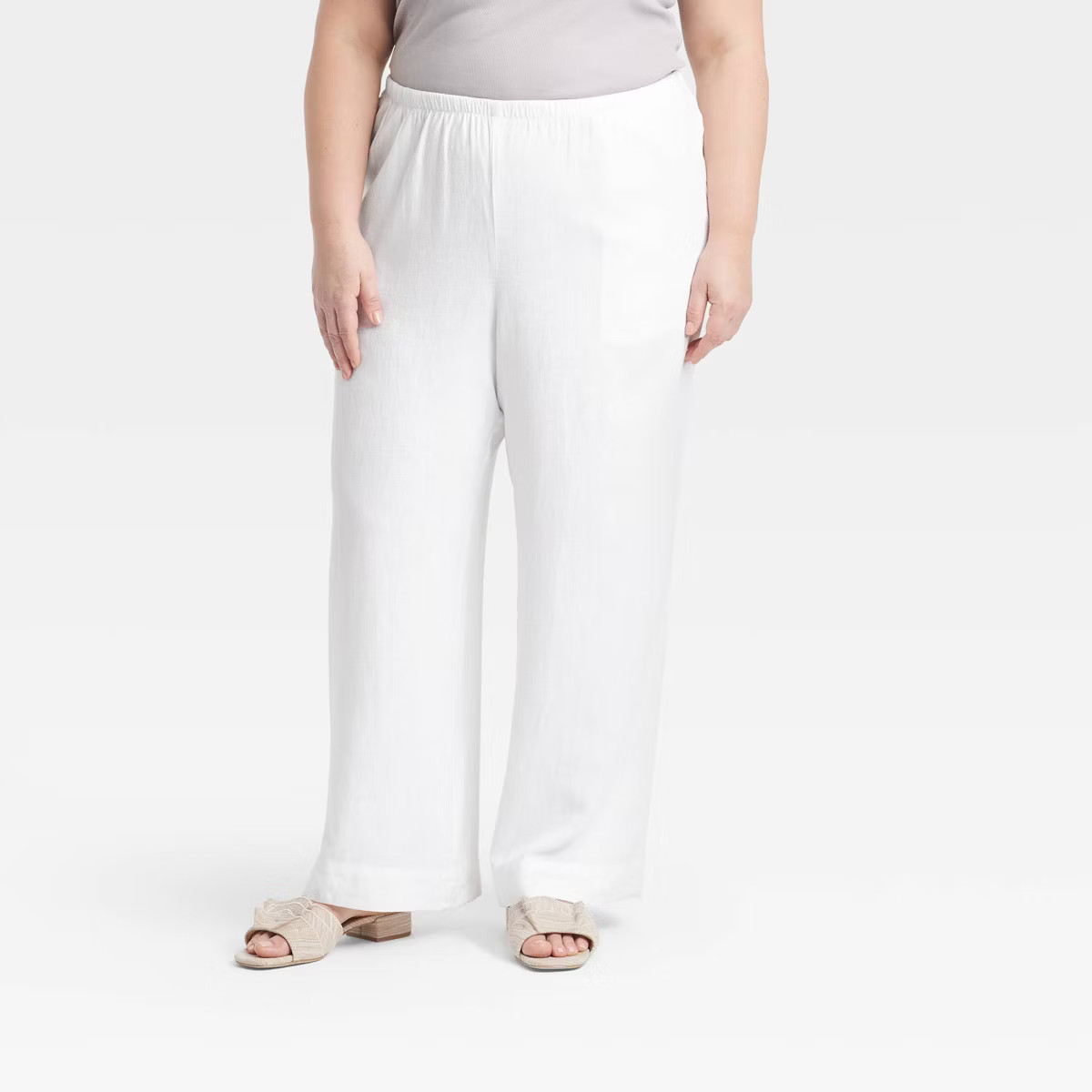 Women's Mid-Rise Wide Leg Linen Pull-On Pants - A New Day™ | Target