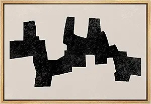 MUDECOR Framed Canvas Print Wall Art Geometric Mid-Century Dark Black Polygon Abstract Shapes Ill... | Amazon (US)