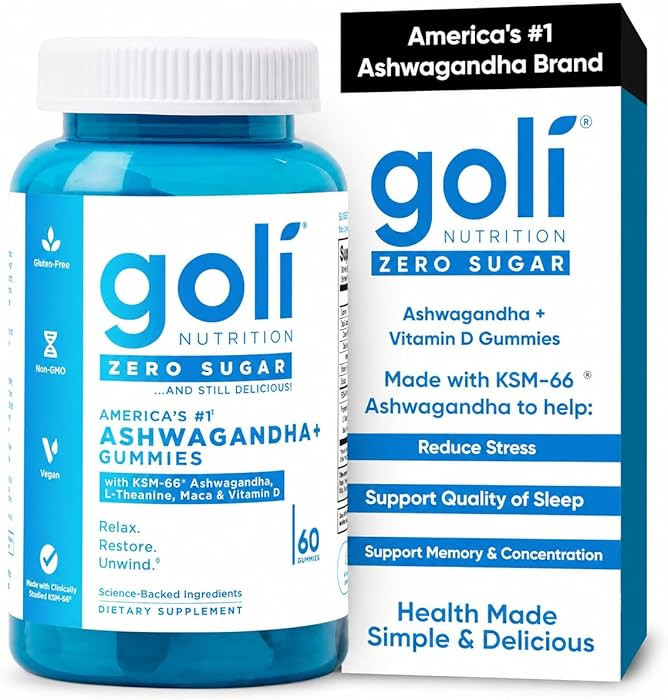 Goli Zero Sugar Ashwagandha Gummies with KSM-66, L-Theanine, Maca and Vitamin D - No Sugar Alcoho... | Amazon (US)