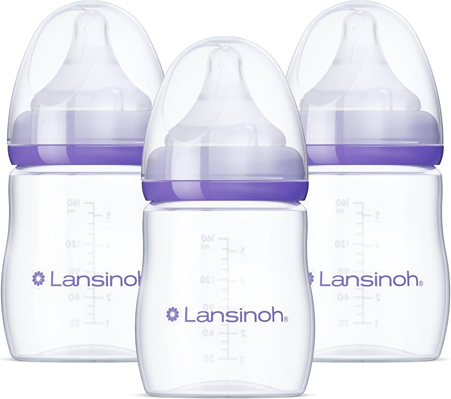 Lansinoh Anti-Colic Baby Bottles for Breastfeeding Babies, 5 Ounces, 3 Count, Includes 3 Slow Flo... | Amazon (US)
