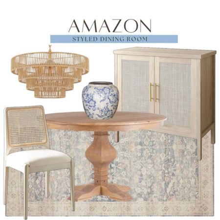 Amazon styled dining room includes small cabinet, dining table, neutral dining chair, base, area rug, and chandelier.

Coastal decor, Amazon finds, home decor, home finds, looks for less

#LTKfindsunder100 #LTKhome #LTKstyletip