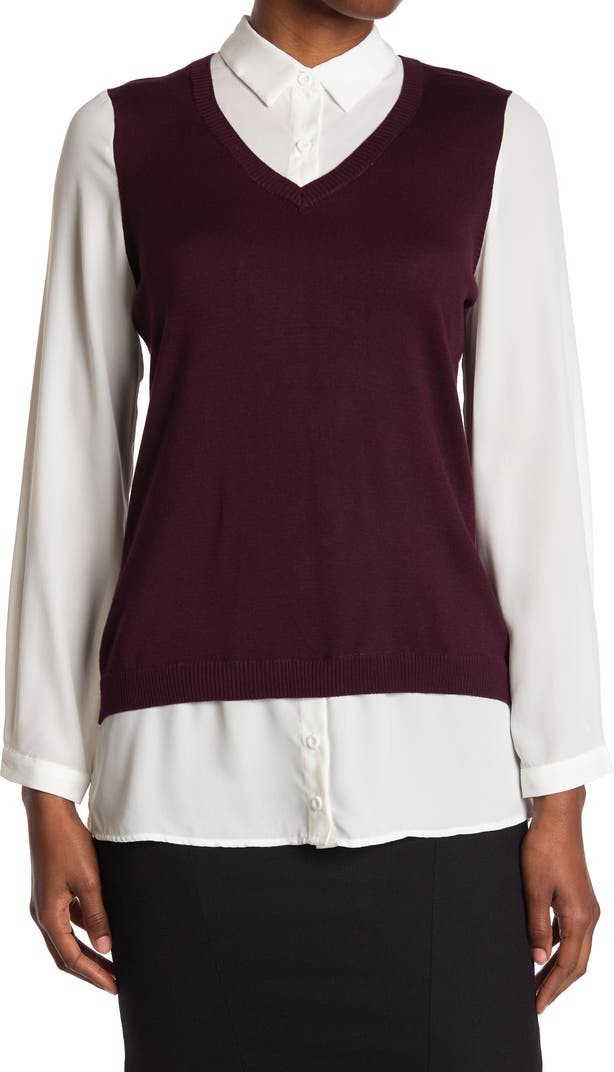 Button Front Sweater Vest Shirt | Nordstromrack | Nordstrom Rack