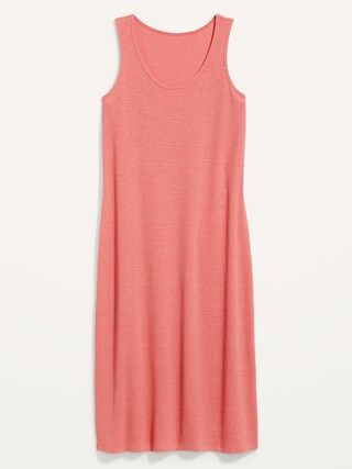 Sleeveless Rib-Knit Linen-Blend Midi Shift Dress for Women | Old Navy (US)