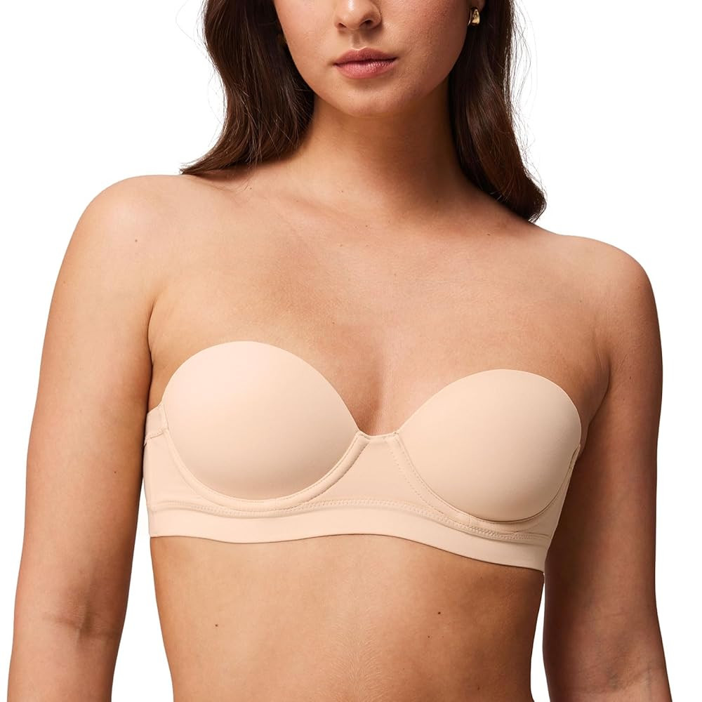 Strapless Bras for Women Small Breasted Balconette Demi Underwire Lightly Lined Seamless Bra 32AA... | Amazon (US)