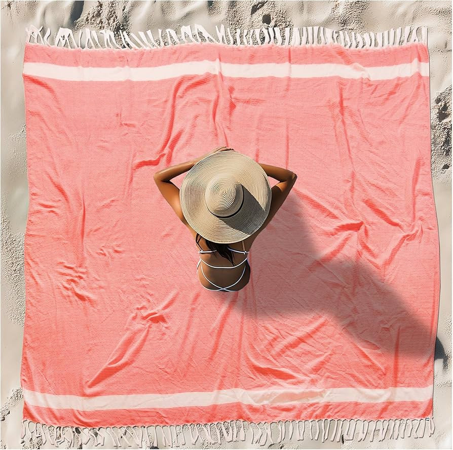 Oversized Turkish Beach Towel Blanket XXL Cotton Sandproof Towels Boho Woven Extra Large Big Sand... | Amazon (US)